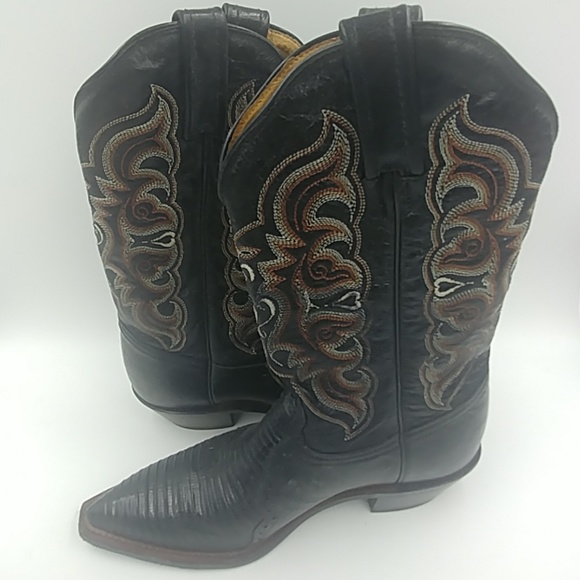 Womens Tony Lama Black Cowboy Western Boots Size 7 - Picture 1 of 8